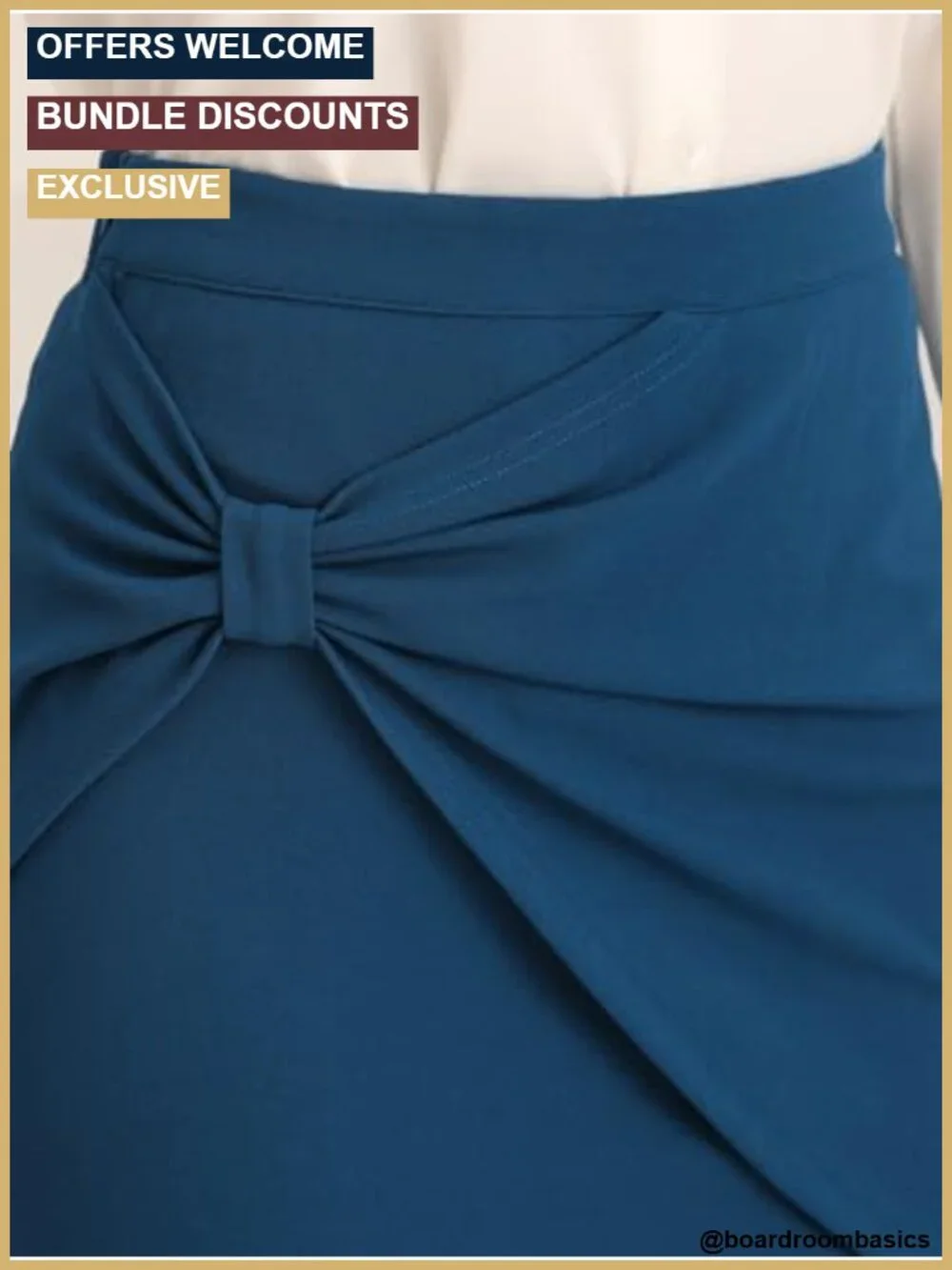 Business Pencil Skirt - High Waist Ruched Wrap with Slit Back